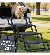 URPOWER Dog Stairs for Large Dogs Extra Wide 20" with 5-Step Dog Ramp Steps | Foldable Pet Stairs...