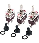 Taiss 3pcs Toggle Switch SPDT ON-Off-ON 3 Pin 3 Position Latching Switch Toggle Rocker Heavy Duty...