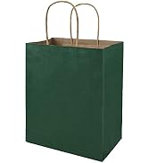 50 Pack 8x4.75x10 inch Medium Green Gift Paper Bags with Handles Bulk, Bagmad Kraft Bags, Craft G...
