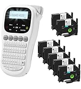 Label Maker with 7PK White Tapes, Handheld Label Maker Machine with-Tape 12mm 0.47 Laminated Whit...
