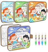 Smilo 4-Pack Double Sided Water Coloring Books for Toddlers 3-5 | Magic water reveal, no mess bus...