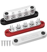 DaierTek Power Distribution Block with Cover 5 x 1/4" Studs Bus Bar Terminal Block Max 150A 48V D...