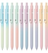 LINFANC Gel Pens, 10 pcs Medium Point 0.7mm, Gradient Color, Black Ink, Retractable Design, Aesth...