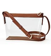 KALIDI Clear Bag Stadium Approved Crossbody Purse Zipper Shoulder Bag Vegan Leather Trim Sports C...
