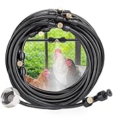 Pre-Assembled Chicken Coop Misting System for Cooling - Leak-Resistant Mist Hose Kit for Summer P...