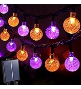 Joomer Orange Purple Halloween Solar Lights - 72FT 100LED Solar String Lights Outdoor, Waterproof...