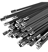 SCITOOLS Metal Zip Ties Black 11.8in Stainless Steel Zip Ties Heavy Duty, 270LBS Tensile Strength...