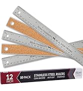 Breman Precision Metal Ruler 12 Inch - Stainless Steel Cork Back Metal Ruler - Premium Steel Stra...