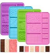 WMKGG 4 PCS Chocolate Bar Mold Set, Break Apart Chocolate Bar Mold, Homemade Energy and Protein B...