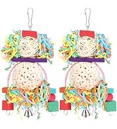 BBjinronjy Bird Toys Conure Toys Hanging Natural Soft Sola Ball Beak Chew Shred Forage Toys for P...