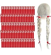MEEDEE 100 Pack Red Hair Accessories: Soft, No-Crease, No-Damage Knotted Ribbon Hair Ties & Ouchl...