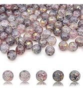 400pcs 8mm Crackle Glass Beads, Crystal Glass Round Spacer Beads for Jewelry Making, DIY Craft Pr...