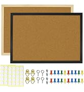 2 Pack Cork Board, 17.7"X 13.3" Bulletin Board, Framed Corkboard, Decorative Hanging Pin Board, C...
