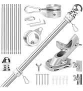 Anovo Flag Pole Kit- Stainless Steel Flag Poles with1 Inch Metal 360° Rotating Flag Pole Rings Cl...