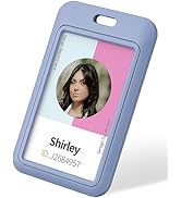 Uniclife 3 Pack Sliding ID Badge Holder Vertical Hard Plastic Case with Clear Window Light-Blue C...