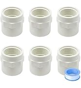 HayEastdor 6PCS 1 Inch PVC Coupling Fittings White Slip to Female Thread PVC Pipe Fitting Adapter...
