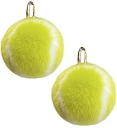 2Pcs Fluffy Tennis Ball Keychain Key Chain Backpack Handbag Charm Accessory for Women Men Birthda...