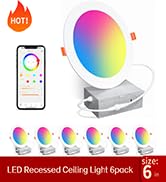 SikSog Smart Recessed Lighting 6 Inch RGBCW Color Changing 16W LED Downlight with Junction Box,13...