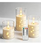 Da by 3 Pack Ivory Transparent Acrylic Flameless Taper Candles, Flickering Black Wick LED Candles...