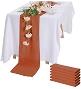 Peomeise 6pack Chiffon Table Runner 14X108 Inch Sheer Wedding Runner,Romantic Rust Sheer Fabric f...