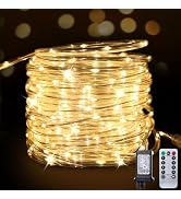 ZELUXDOT Connectable Rope Lights Plug in,33FT 100 LED Rope Lights for Outside,Waterproof 8 Modes ...