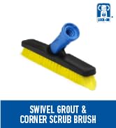 Unger Professional Swivel Grout & Corner Scrub Brush – Compatible with Threaded Poles, Tough Corn...