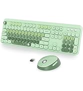 Fogruaden Green Keyboard and Mouse Wireless, Retro Typewriter Keyboard, 2.4GHz 104 Keys Full Size...