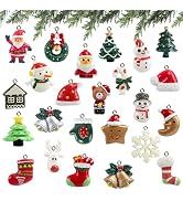 Naler 24PCS Mini Christmas Ornaments, Resin Design with Santa Claus, Snowman, Reindeer and More f...