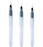 3/6Pcs Water Brush Pens Set Refillable Watercolor Pen Brush 3 Sizes Brush Tips for Blending Color...