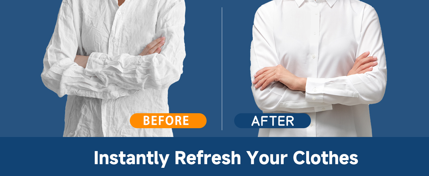 The steamer removes wrinkles instantly, refreshing clothes like new!