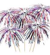 100PCS 4th of July Cocktail Picks, 6 IN Firework Toothpicks for Appetizers, Red White Blue Bamboo...