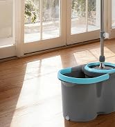 JOYMOOP Spin Mop and Bucket, 360° Mop Head & Telescopic Handle, Wet and Dry Use, 4 Reusable Micro...