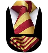 HISDERN Stripe Tie Mens Ties with Pocket Square Set Classic 3.4'' Silk Formal Necktie Handkerchie...