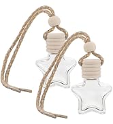 ULTECHNOVO 2pcs Sophisticated Star Bottle Car Hanging Perfume Refillable Empty Glass Diffuser Wed...