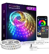 Micomlan 82Ft/25m LED Strip Lights Music Sync Color Changing RGB LED Strip Built-in Mic, Bluetoot...
