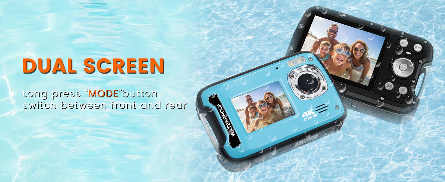 underwater camera 48 MP dual screen