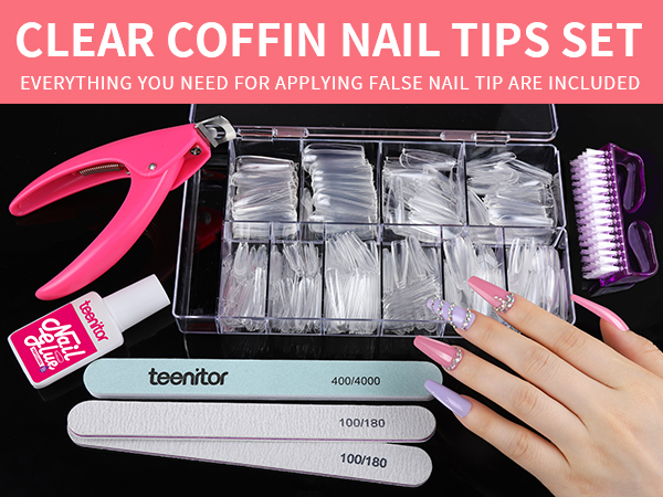 clear coffin nail tips