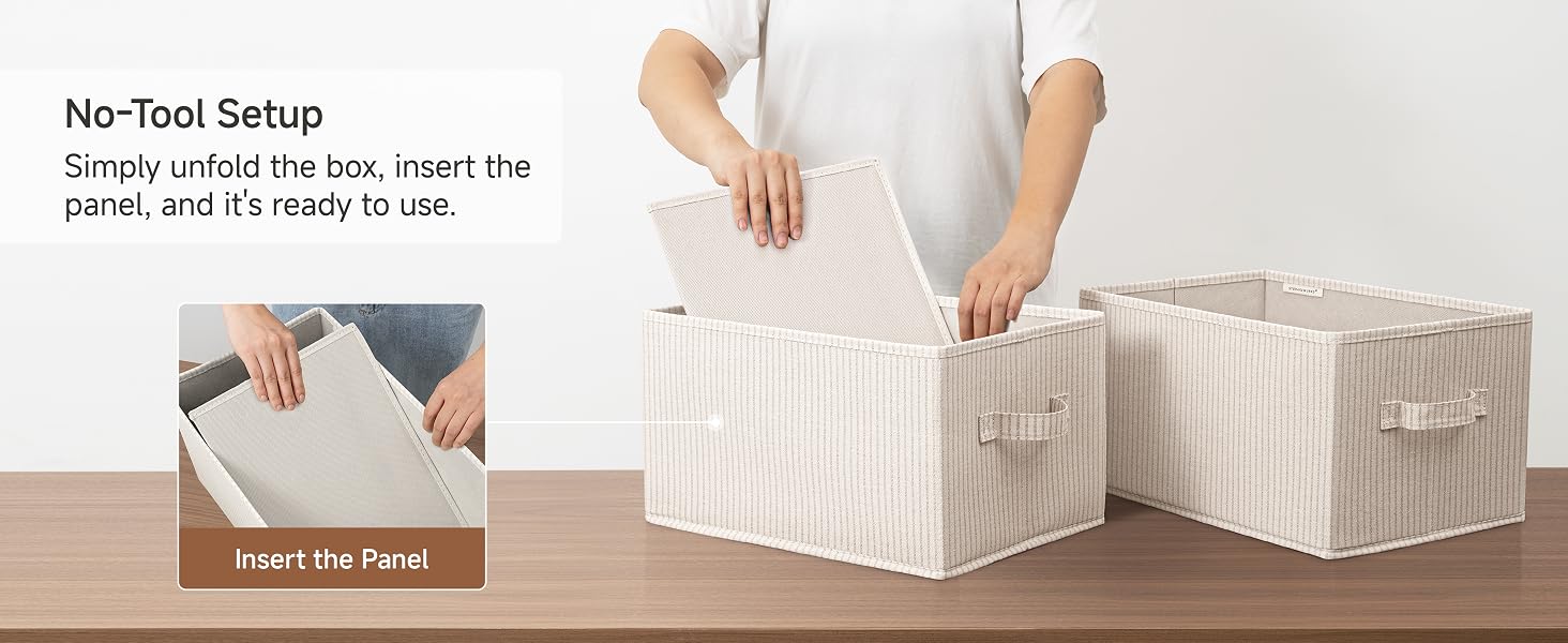 Foldable fabric storage baskets for shelves, large closet organizer bins for clothes, 3-pack.