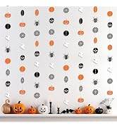 KatchOn, Orange and Black Halloween Garland - 6.5 Feet, 8 String | Halloween Pumpkin Garland, Hal...