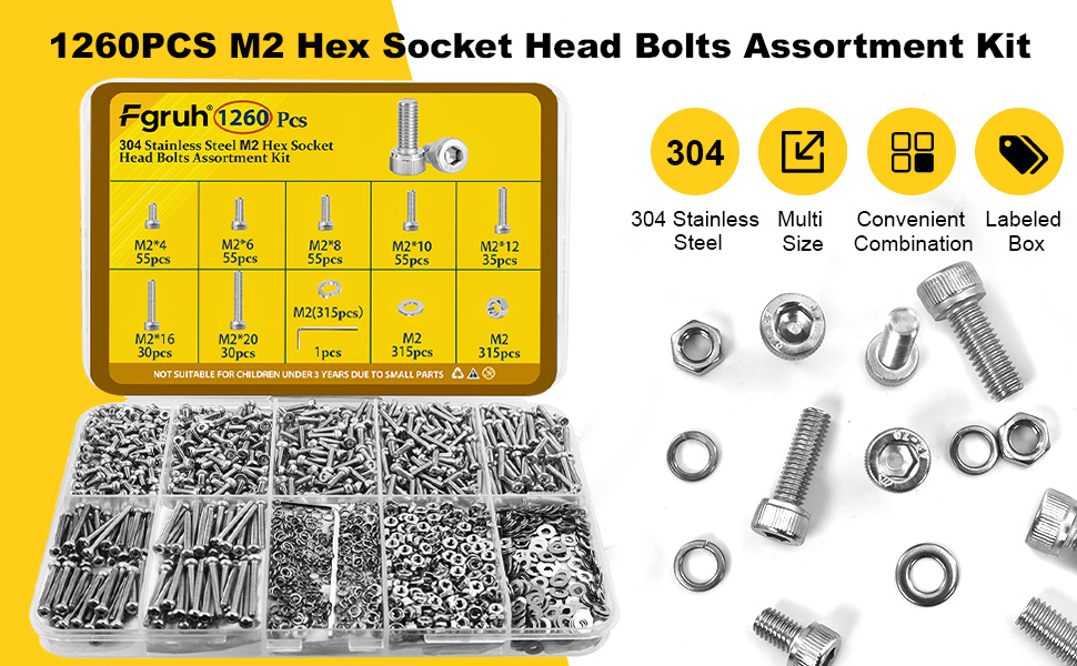 M2 hex socket head screws assortment kit