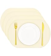 yuuzue Silicone Placemats Set of 4, Oval Heat Resistant Place Mats, Waterproof Washable Wipeable ...