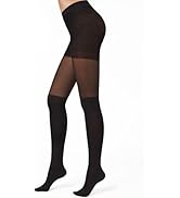 huablo Women's Black Faux Thigh - High Pantyhose - Over - Knee Tights for Stylish Legwear Knee St...