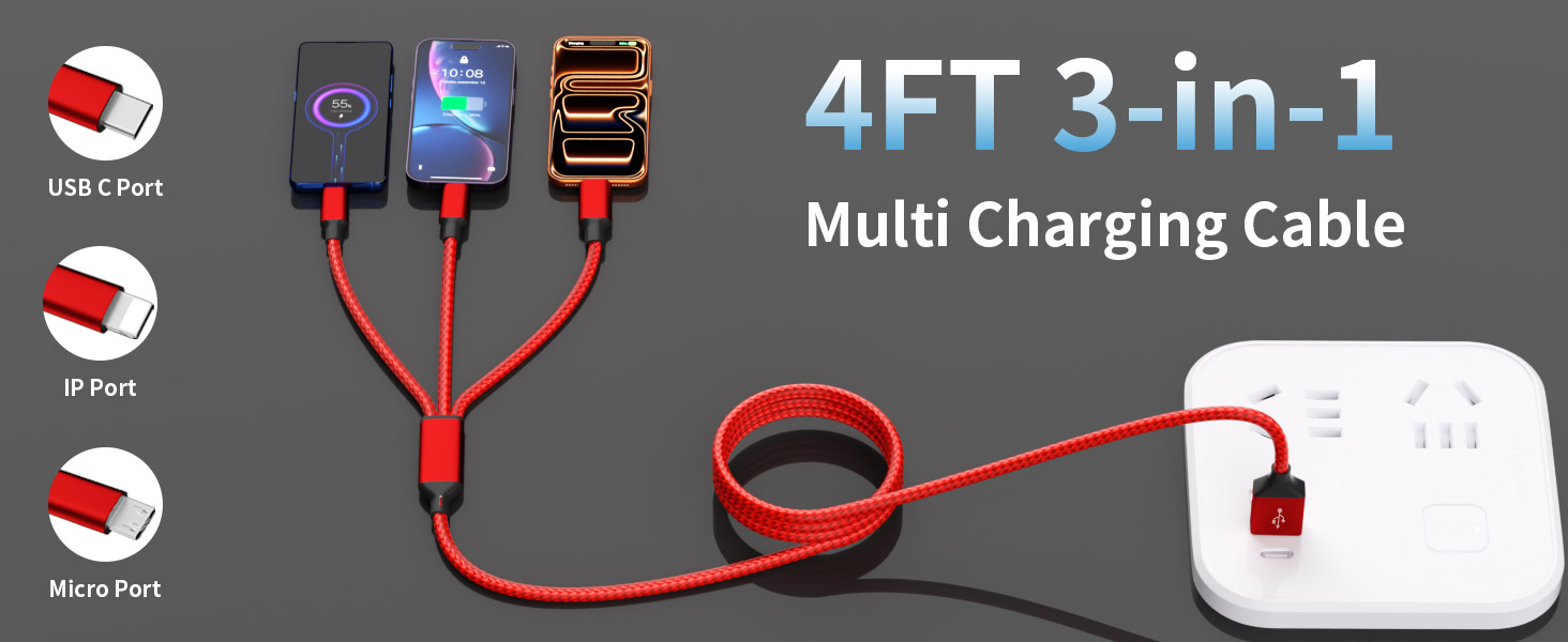 3 in 1 multi charging cable