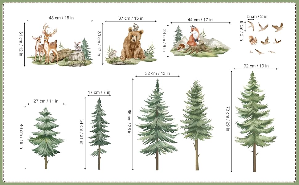 Forest Tree Animal Wolf Wall Stickers