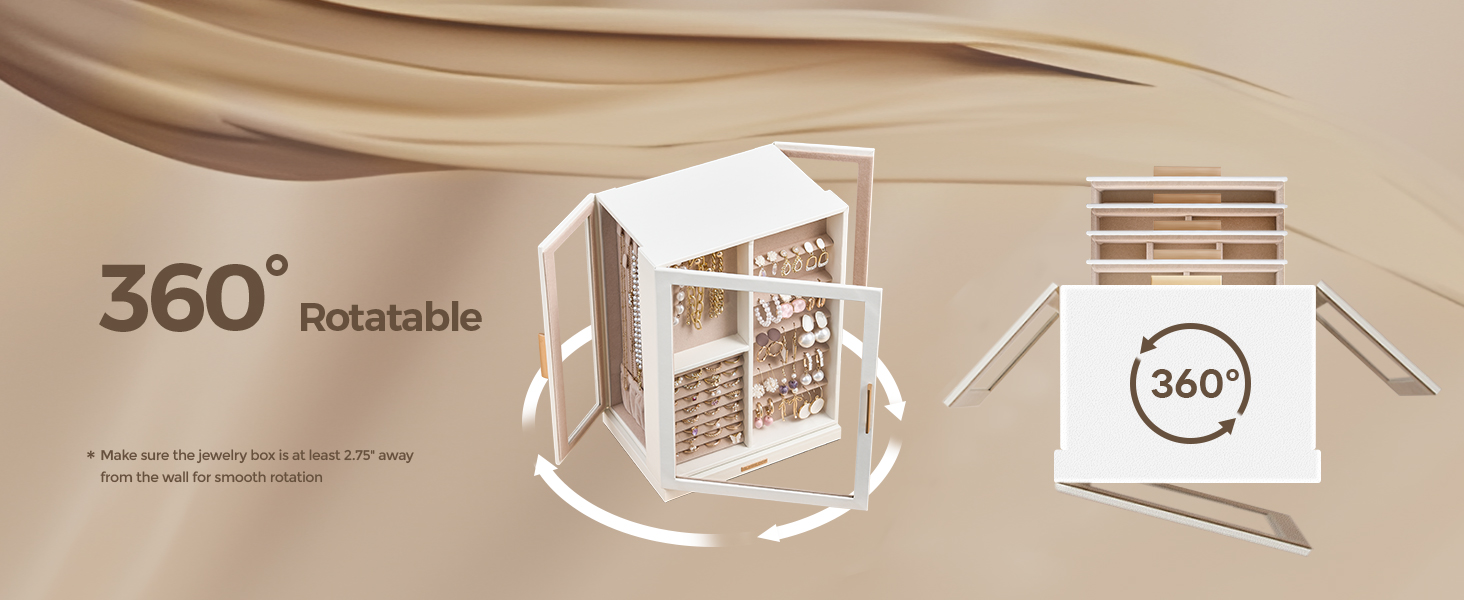 360° Rotation jewelry box white UJW01WT02