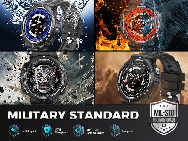 Military Smart Watch for Men Flashlight Tactical Smartwatch Fitness Watch 3ATM Waterproof