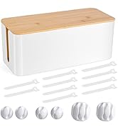 Cable Management Box - Wooden Style Cord Organizer Box to Hide Wires & Power Strips | Desk Comput...