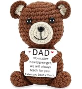 SNOOZIA Dad Birthday Gifts from Daughter Son Wife, Handmade Knitted Mini Crochet Bear with Card, ...