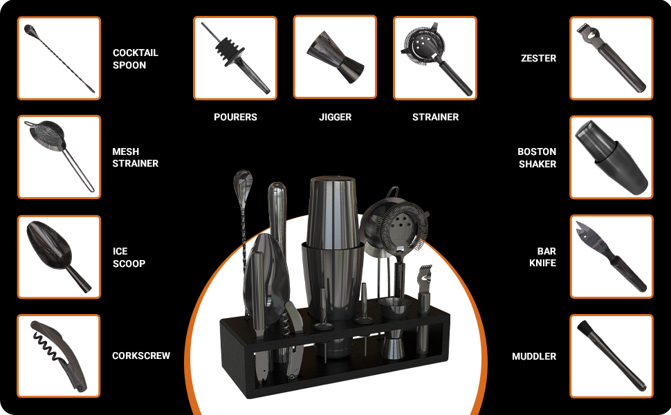 shaker jigger spoon drink makes whiskey holder bar kits kit