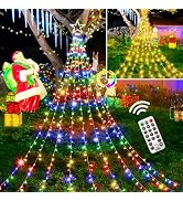Outdoor Christmas Decorations Star Lights 344 LED 11 Modes String Light Gift, Plug In Clear Wire ...